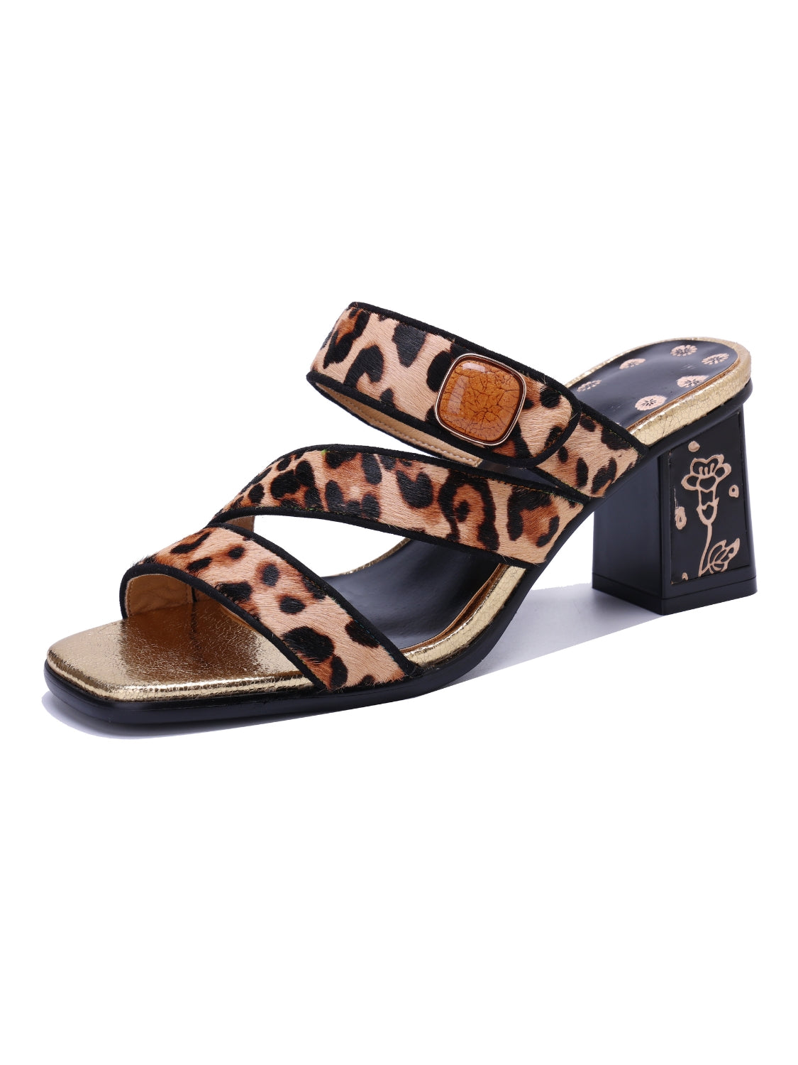 Soffia | Gabrella Leopard Leather Slides
