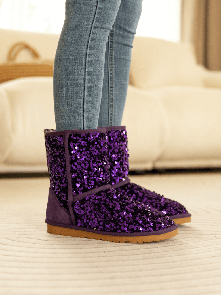 Smaibulun Ugg Dallas Glam Sequin Shearling Boots Purple