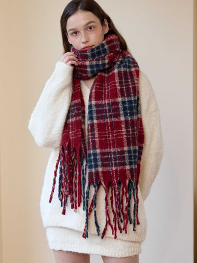 Reema Plaid Tassel Blanket Scarf