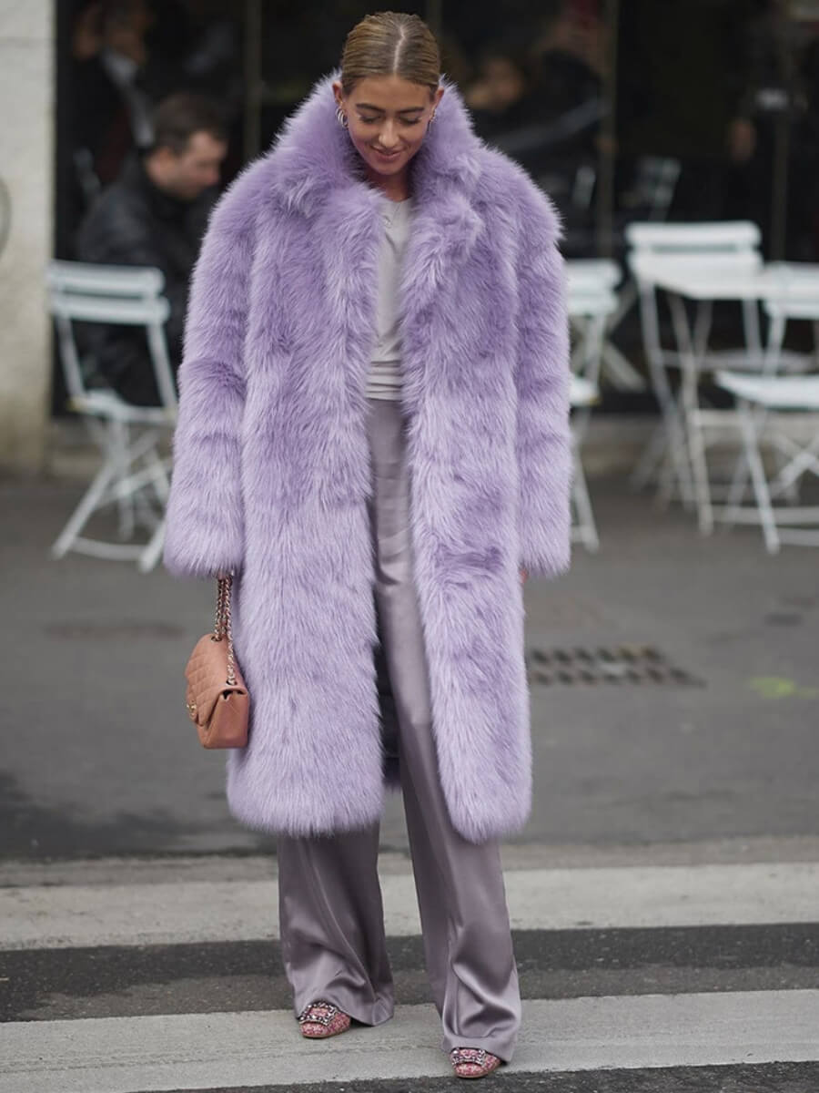 Business Affair Faux Fur Long Coat