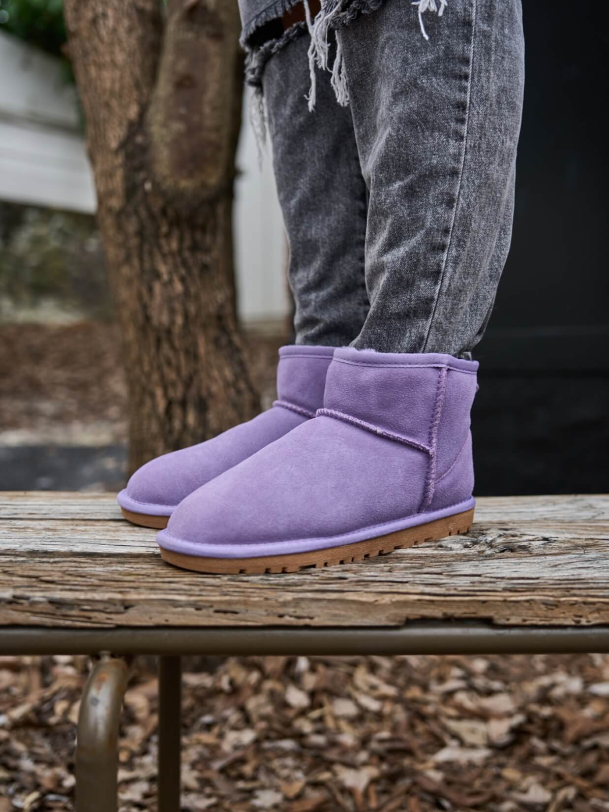 SMAIBULUN Ugg | Faux Fur-Lined Classic Short Ugg Boots - lavender