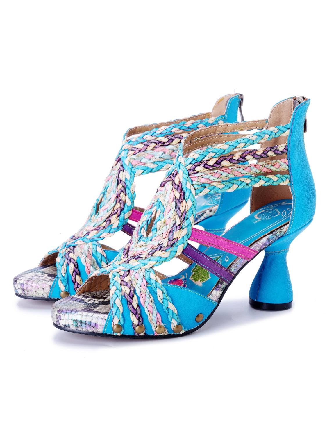 Soffia | Carrington Woven Upper Leather Studded Sandals