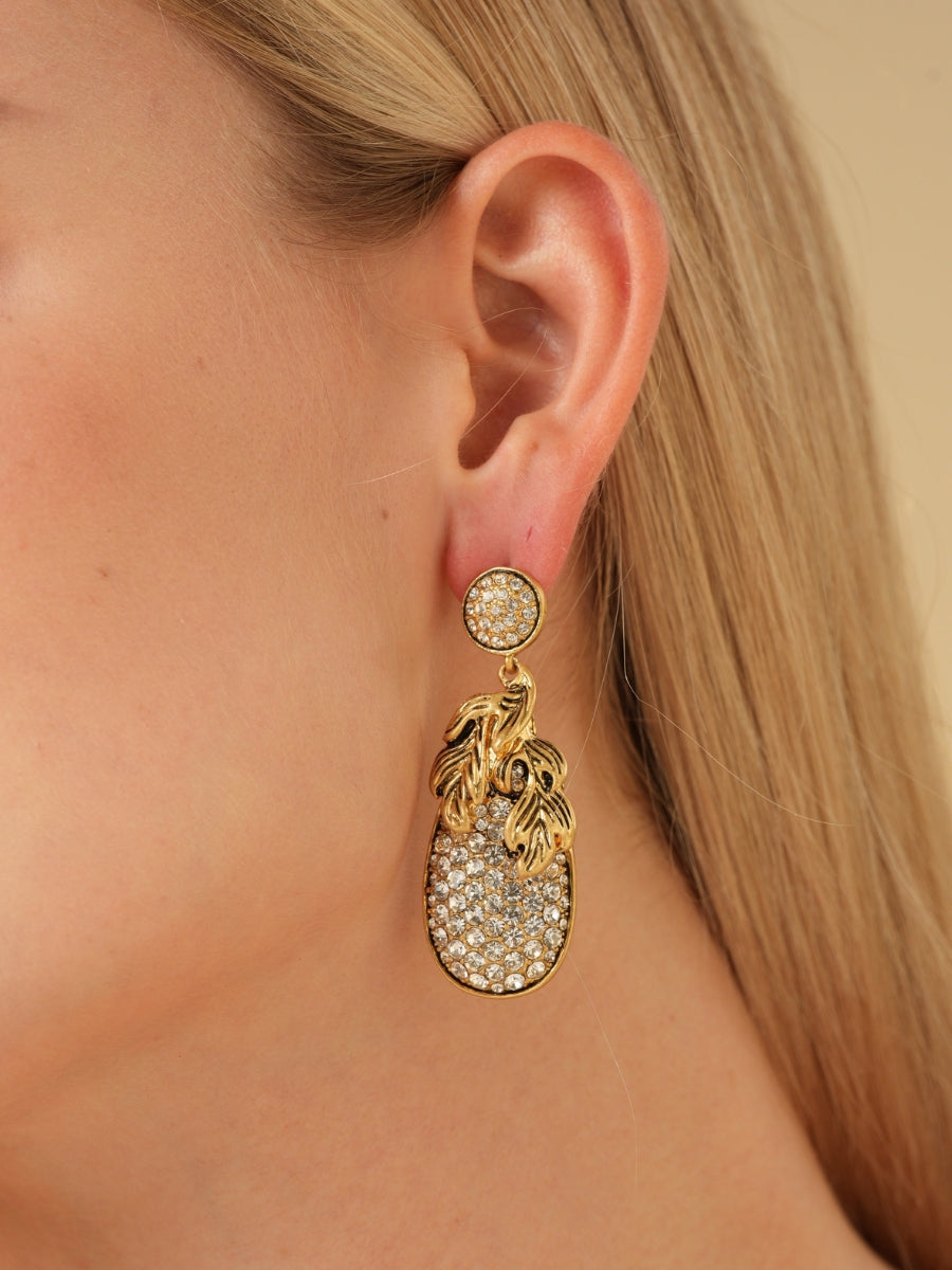 Shimmer Pineapple Gold Plated Rhinestone Earrings