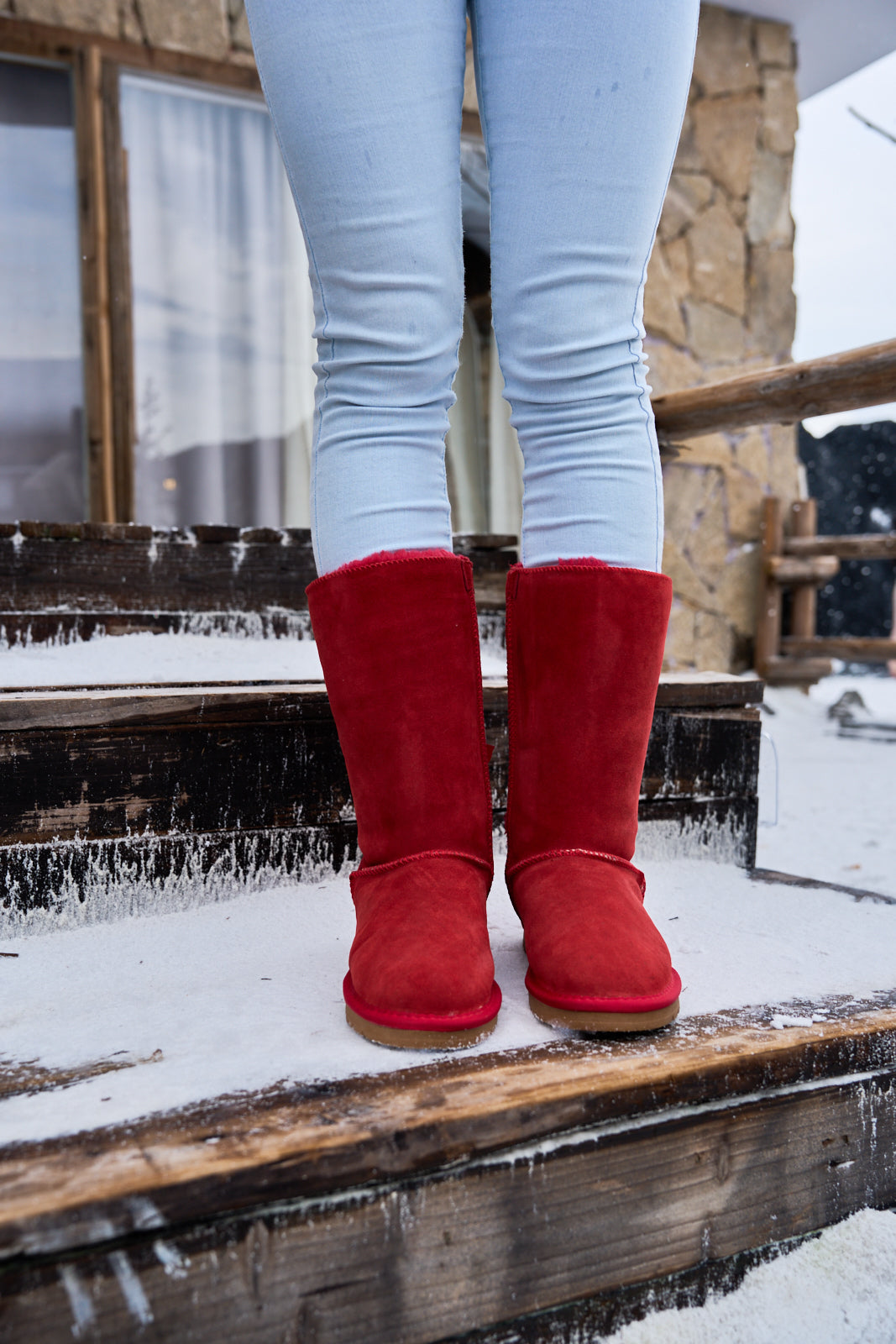 SMAIBULUN Ugg | Tri Ribbon Bow Suede Boots - Red