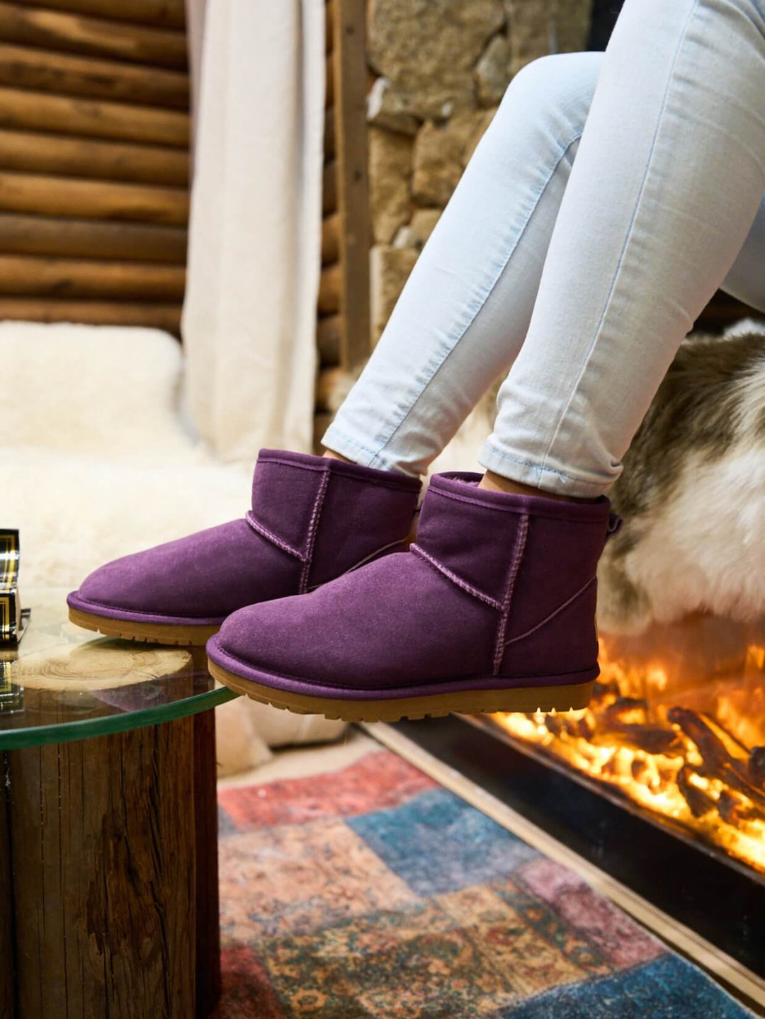 SMAIBULUN Ugg | Faux Fur-Lined Classic Short Ugg Boots - purple