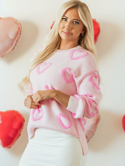 Lover's Lane Heart Embroidered Sweater