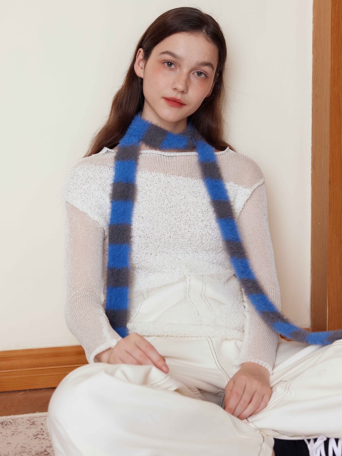Dachshund Color Block Scarf - grey