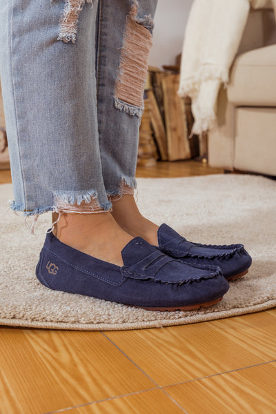 SMAIBULUN Ugg | LEATHER SUEDE MOCCASIN LOAFER - NAVY