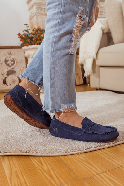 SMAIBULUN Ugg | LEATHER SUEDE MOCCASIN LOAFER - NAVY