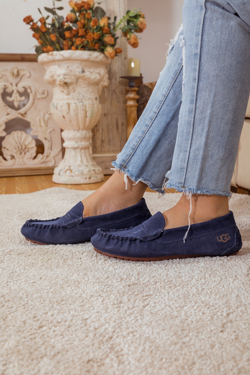 SMAIBULUN Ugg | LEATHER SUEDE MOCCASIN LOAFER - NAVY