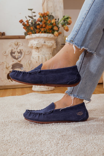 SMAIBULUN Ugg | LEATHER SUEDE MOCCASIN LOAFER - NAVY