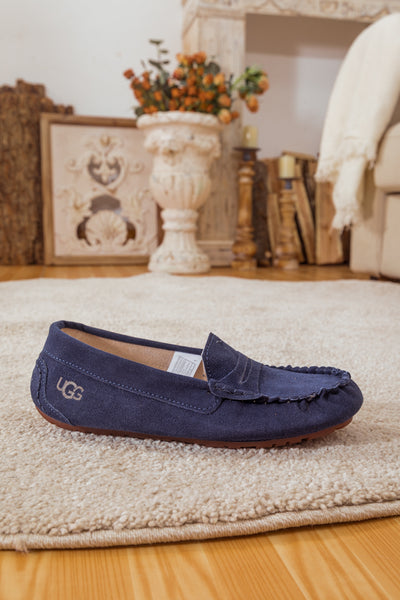 SMAIBULUN Ugg | LEATHER SUEDE MOCCASIN LOAFER - NAVY