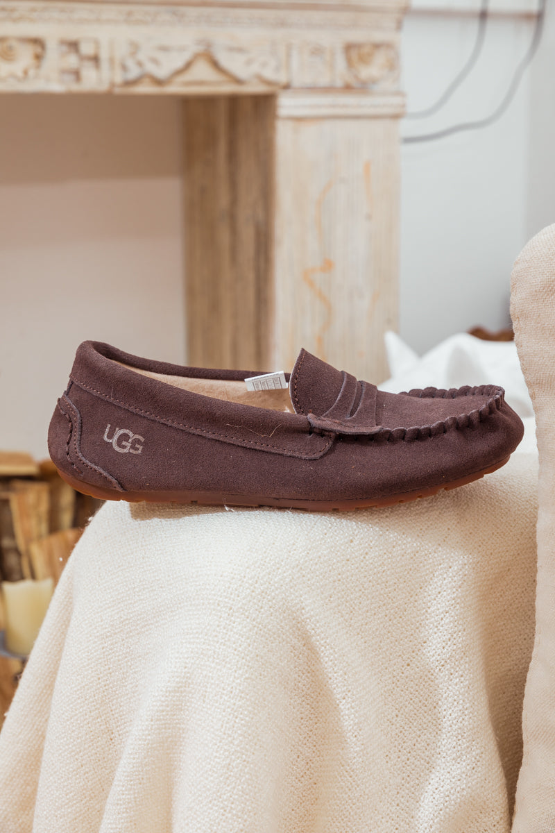 SMAIBULUN Ugg | LEATHER SUEDE MOCCASIN LOAFER - BROWN