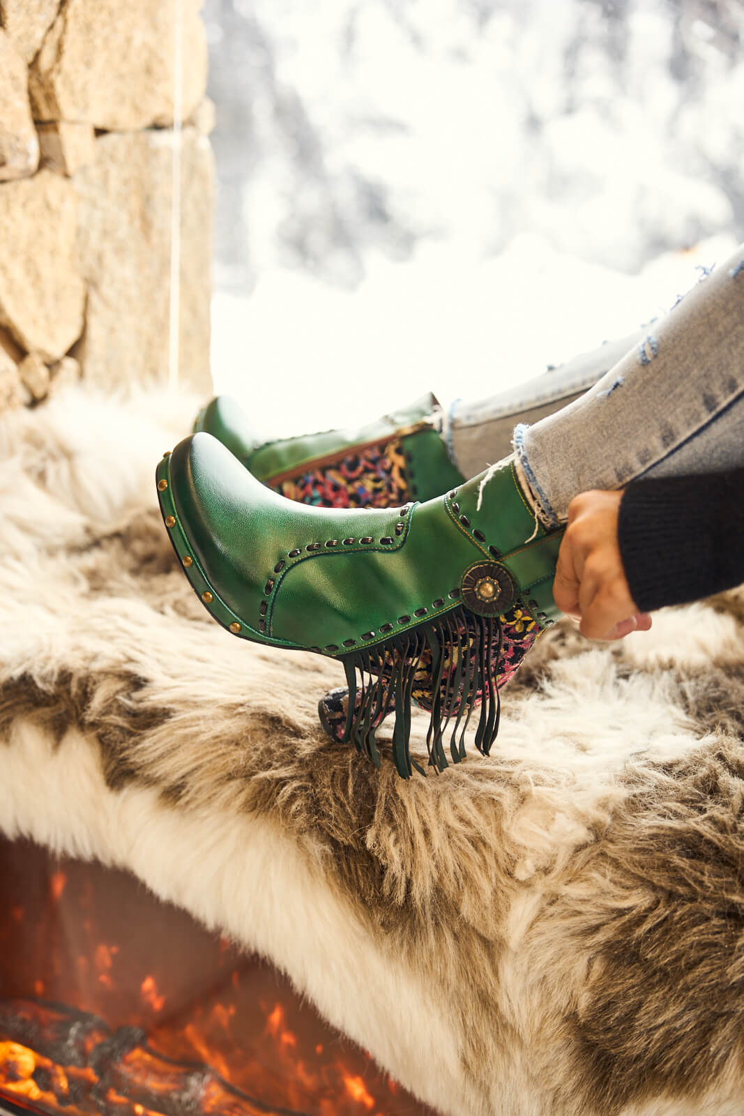 Soffia | Christmas Ocean Breeze Tassel Leather Ankle Boots