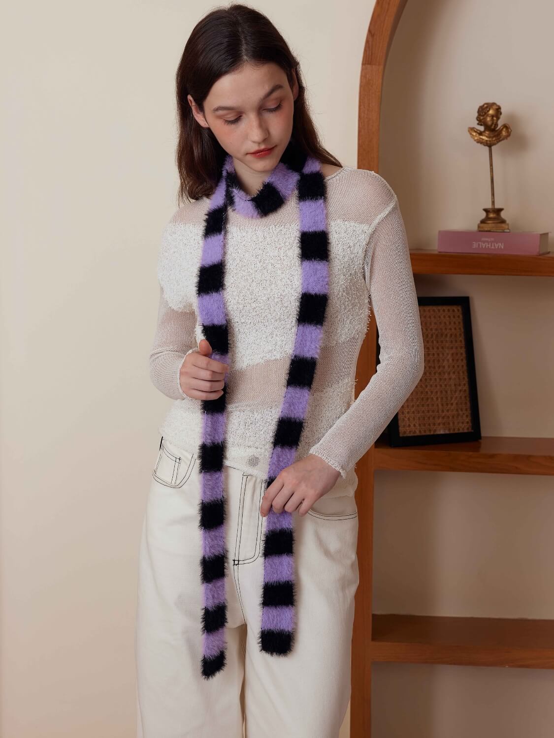Dachshund Color Block Scarf - purple