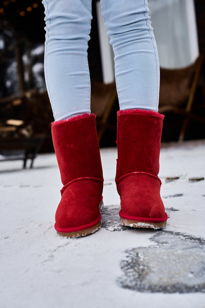 SMAIBULUN Ugg | Rhinestone Dual Bailey Bow Glam Ugg Boots - red