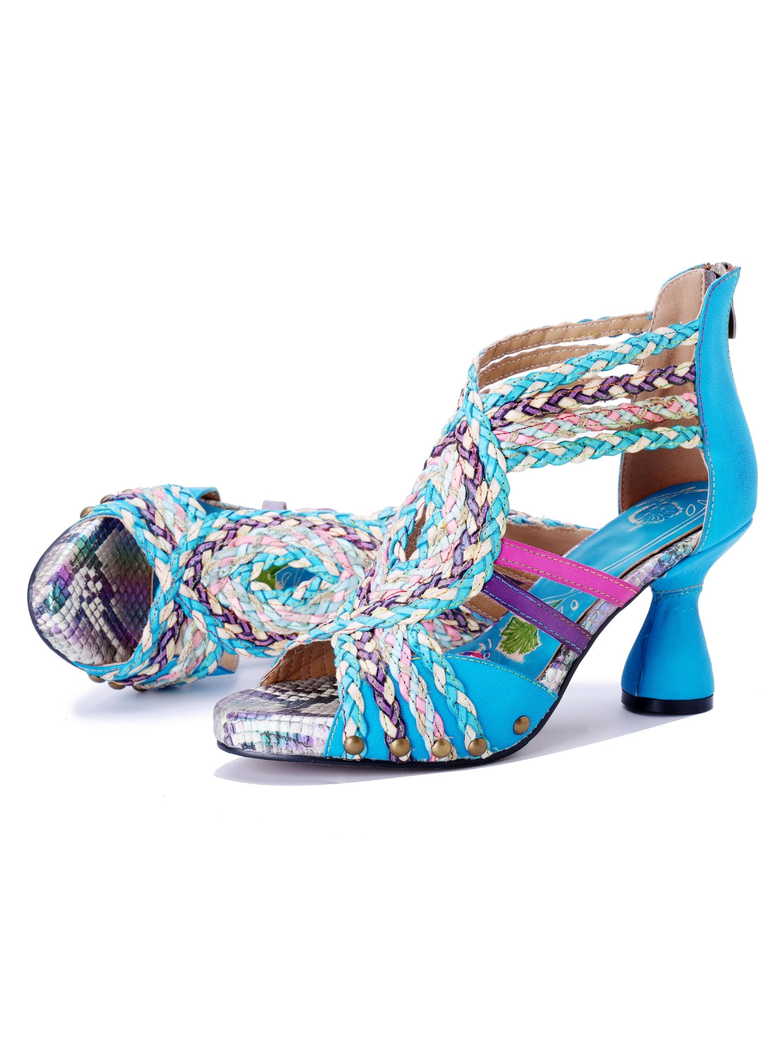 Soffia | Carrington Woven Upper Leather Studded Sandals