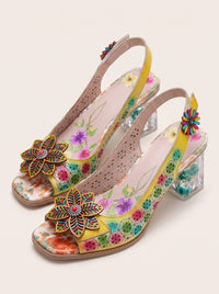 Soffia | Darling Garden Floral Applique Leather Pump
