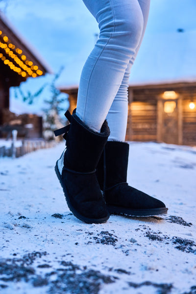 SMAIBULUN Ugg | Rhinestone Dual Bailey Bow Glam Ugg Boots - black