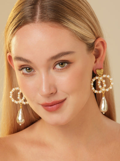 Co Co Gold Plated Pearl Drop Earrings