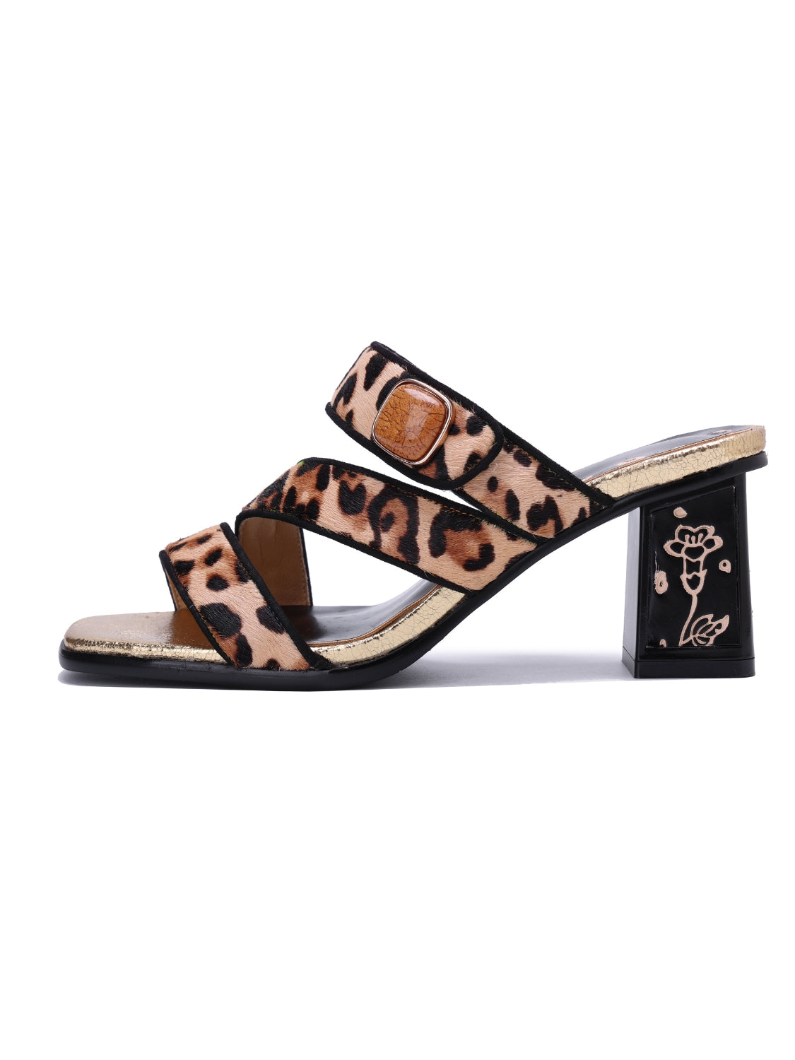 Soffia | Gabrella Leopard Leather Slides
