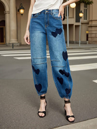 Classic Mid Waisted Barrel Jeans - blue