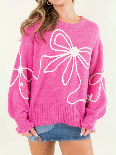 Gleeful Grace Bow Detail Knit Sweater