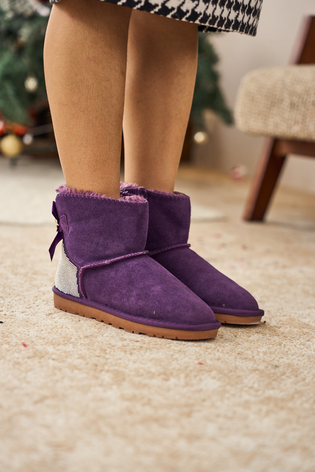 SMAIBULUN Ugg | Rhinestone Bailey Bow Sequin Ugg Boots - Purple