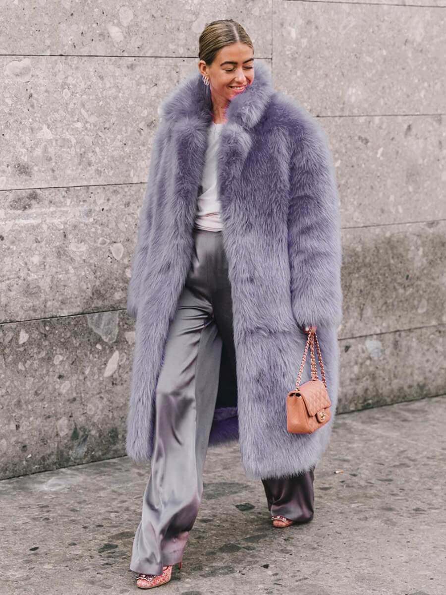 Business Affair Faux Fur Long Coat