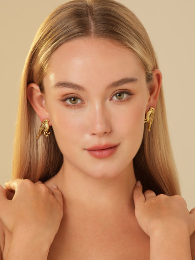 Leiothrix Gold Plated Stud Earrings