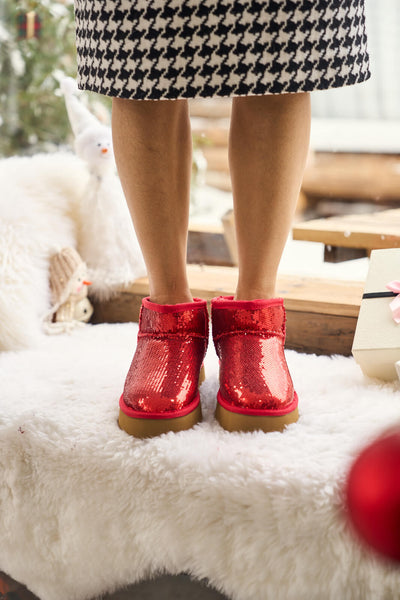 Smaibulun Ugg | Mini Glitter Low Ankle Platform Boots - candy