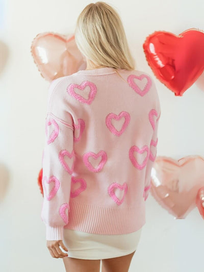 Lover's Lane Heart Embroidered Sweater