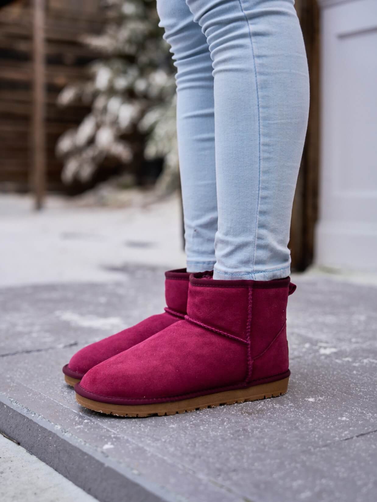 SMAIBULUN Ugg | Faux Fur-Lined Classic Short Ugg Boots - claret