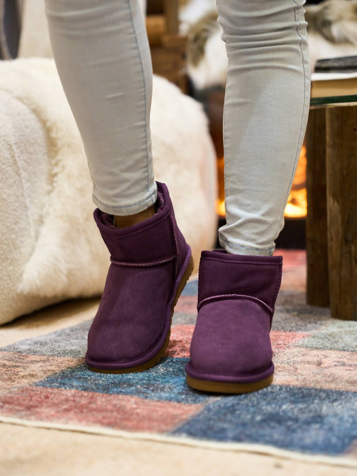 SMAIBULUN Ugg | Faux Fur-Lined Classic Short Ugg Boots - purple