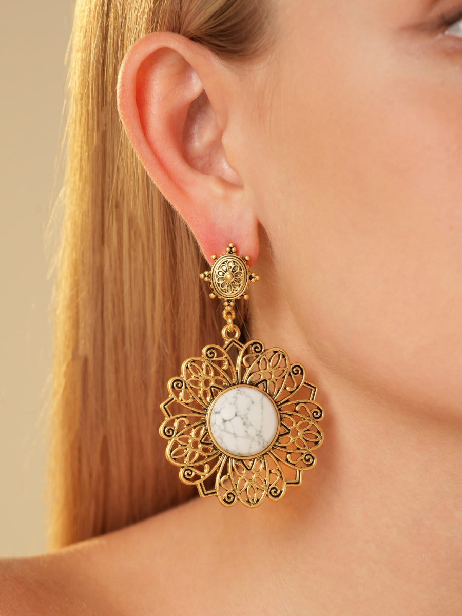 Palmira Gemstone Gold Plated Drop Earrings