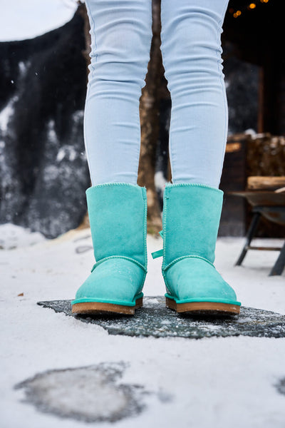 SMAIBULUN Ugg | Rhinestone Dual Bailey Bow Glam Ugg Boots - turquoise