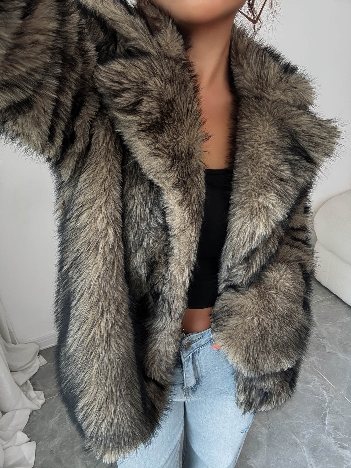 Fuzzy Feeling Faux Fur Coat