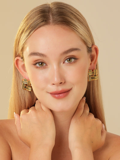 Everley Twist Gold Plated Stud Earrings