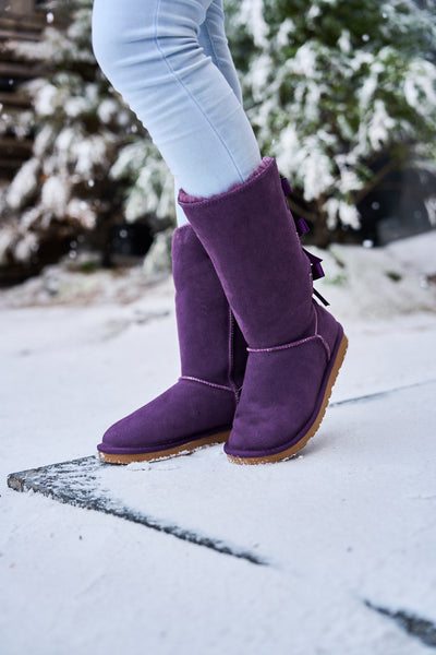 SMAIBULUN Ugg | Tri Ribbon Bow Suede Boots - Purple