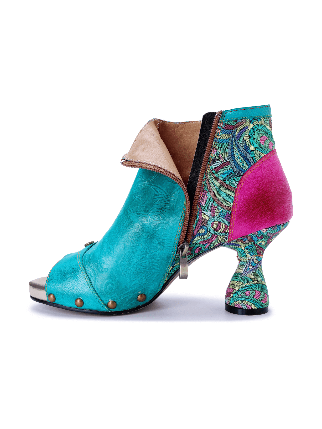 Soffia | Catherine Floral Appliqued Leather Heels