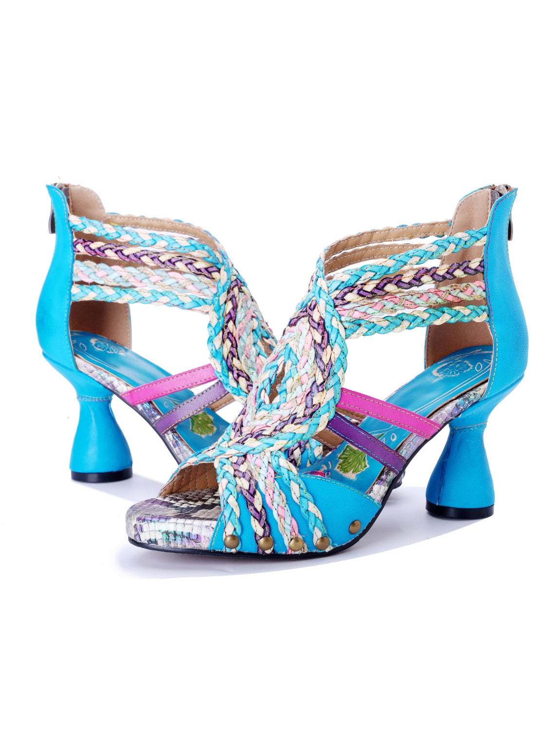 Soffia | Carrington Woven Upper Leather Studded Sandals