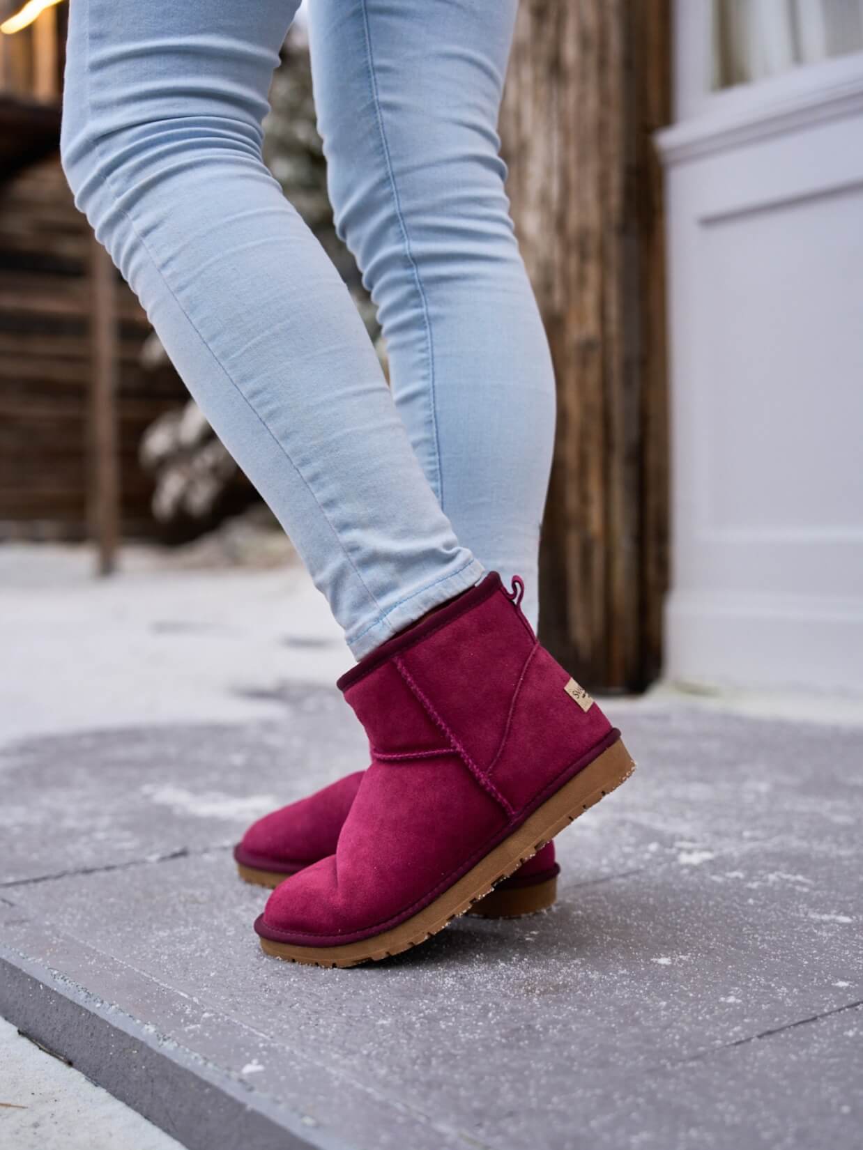 SMAIBULUN Ugg | Faux Fur-Lined Classic Short Ugg Boots - claret