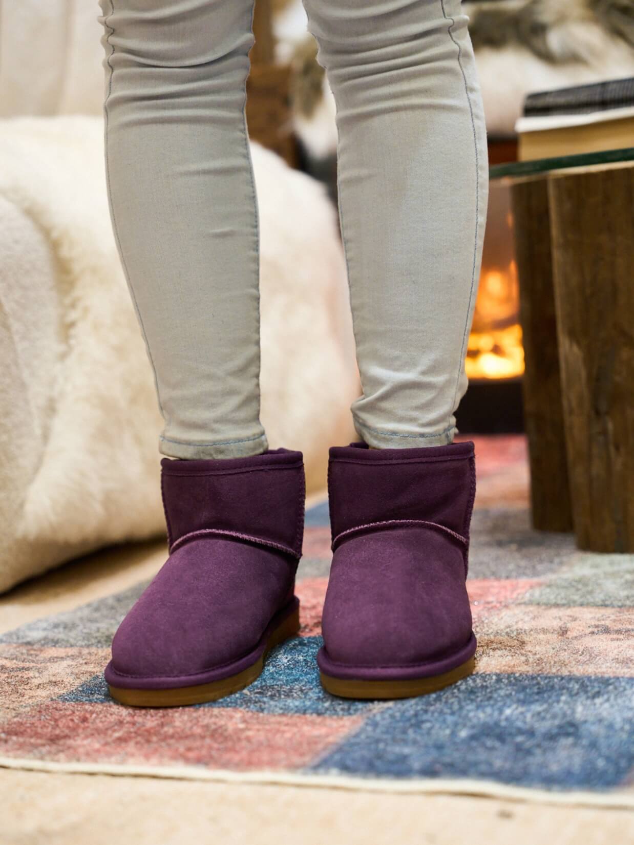 SMAIBULUN Ugg | Faux Fur-Lined Classic Short Ugg Boots - purple