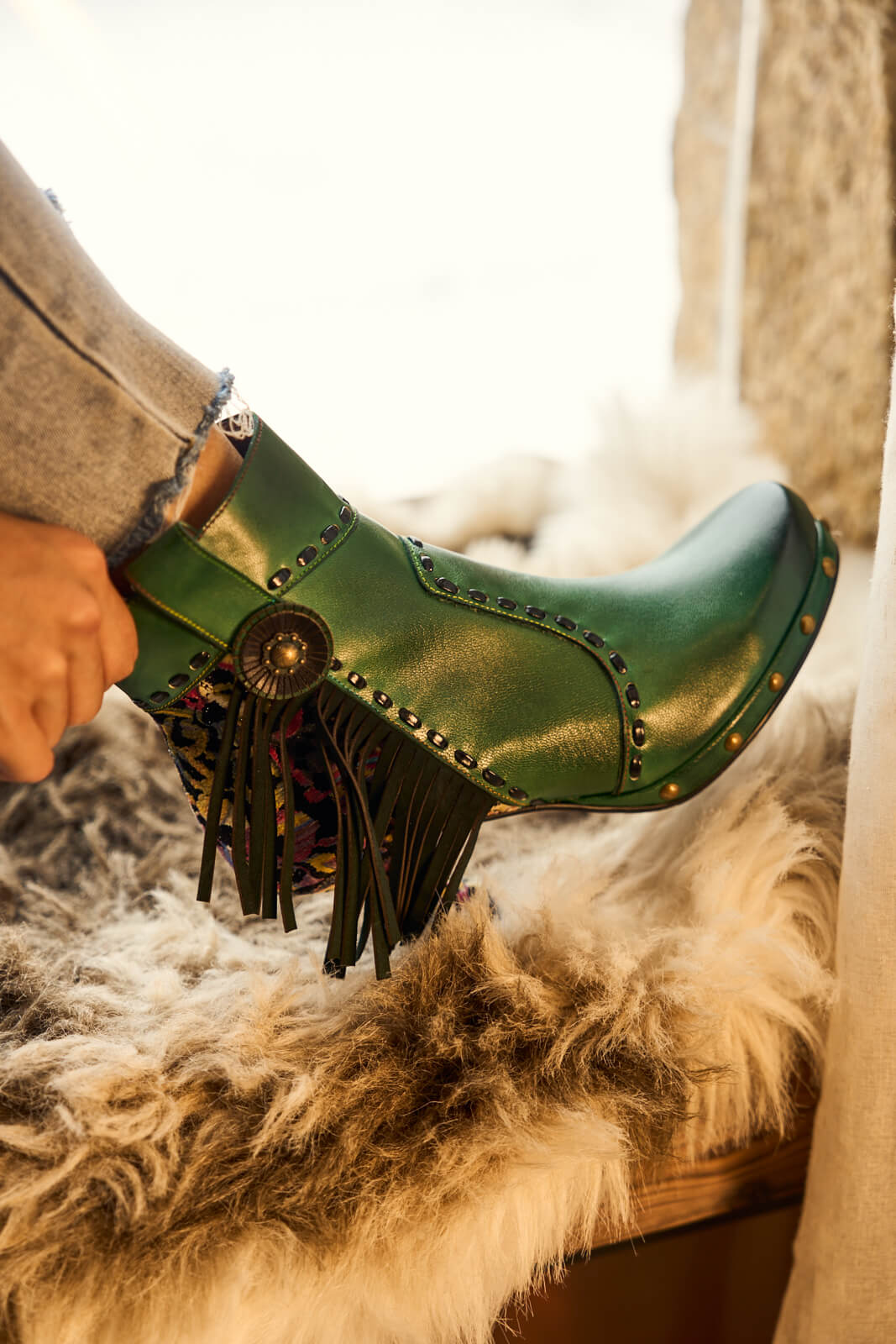 Soffia | Christmas Ocean Breeze Tassel Leather Ankle Boots