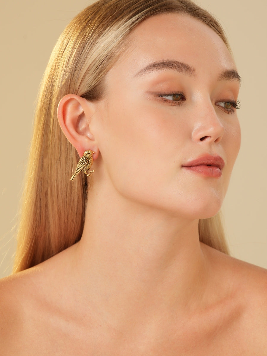 Leiothrix Gold Plated Stud Earrings