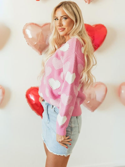 Love Letter Oversized Heart Pearl Sweater