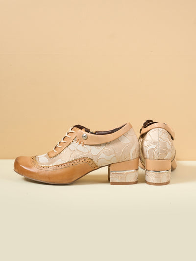 Soffia | Walk In Roses Jacquard Leather Oxford Brogues