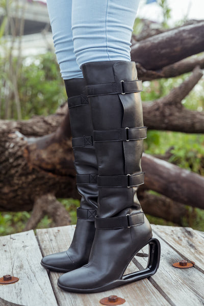 Knee high cut out boots hotsell