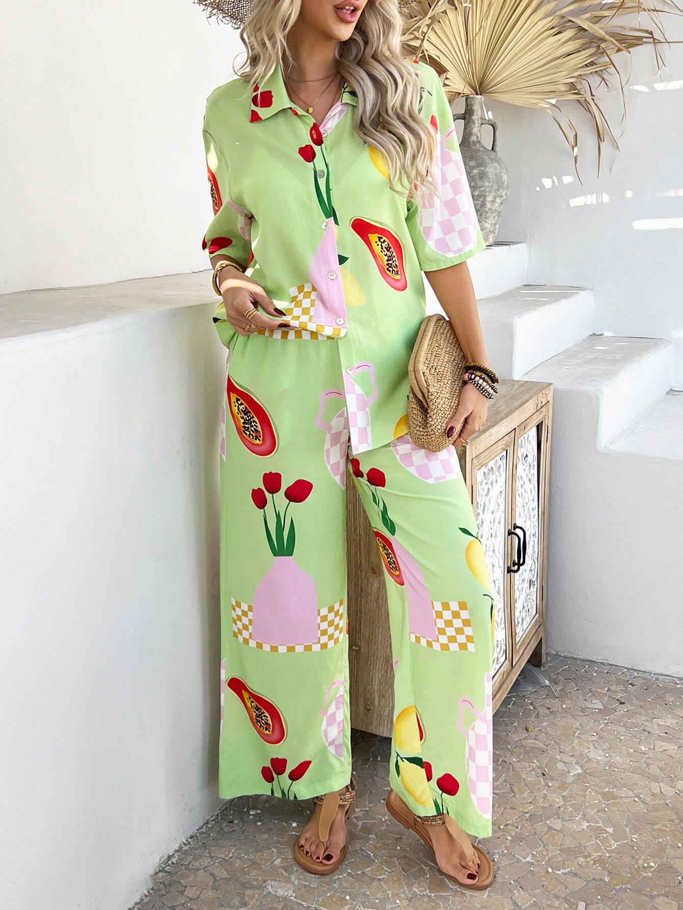 Yacht Party Loungewear Matching Set - green