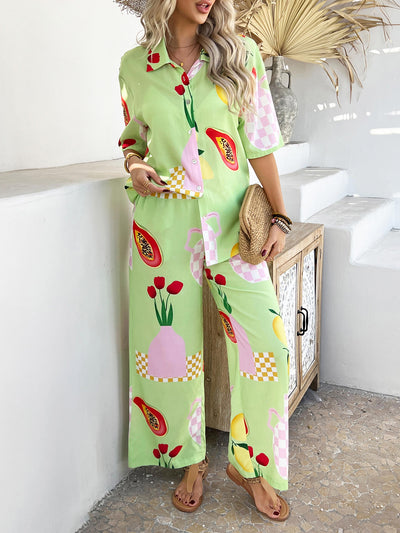 Yacht Party Loungewear Matching Set - green